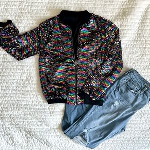 Sequin bomber jacket